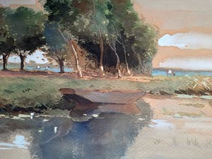 Gerrit van Jeveren - Polderlandschap met bootje - ingelijst - 22165 kopen? Bied vanaf 1!