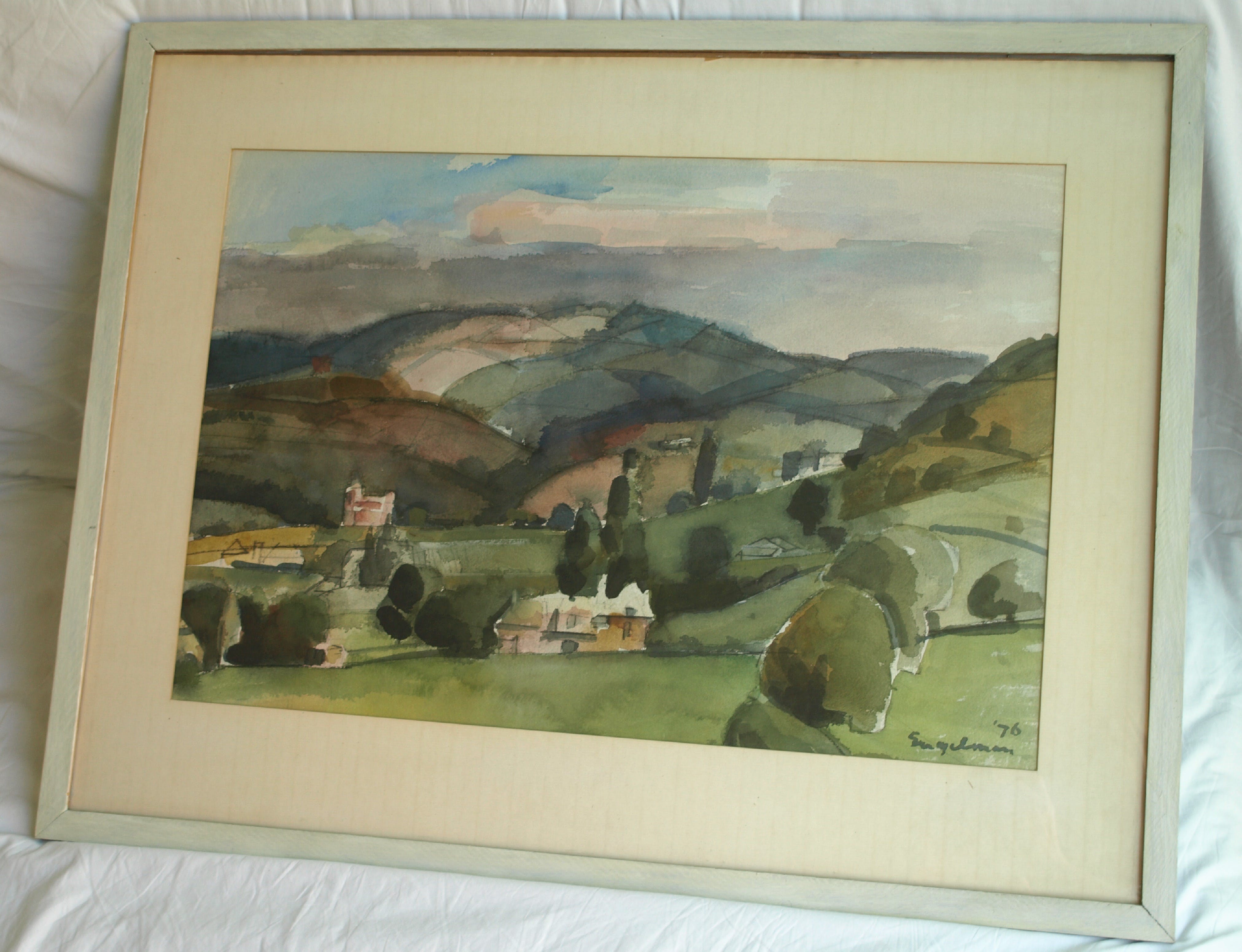 Jan Engelman - Landschap – gesigneerd & ingelijst – 1976 kopen? Bied vanaf 50!