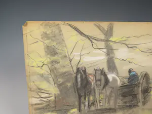 Anton Mauve (sr.) - Man met paardenkar in een boslandschap kopen? Bied vanaf 180!