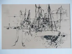 Frans Hollaardt - Havengezicht & Stadsgezicht - Inkttekeningen kopen? Bied vanaf 60!