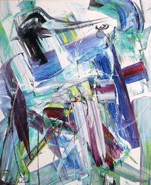 Jan te Wierik - Olieverf op papier, Z.T. Abstracte compositie verkocht voor € 1!