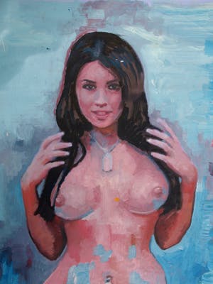 Peter Klashorst - Acrylverf op doek , “Naakt” – GROOT - 2017 – 122 x 94 cm kopen? Bied vanaf 350!