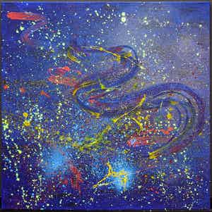 Niet of onleesbaar gesigneerd - Abstracte Paarse Vogel verkocht voor € 1!