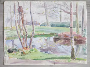 Han Krug - Landschappen bij een beek - Aquarel kaufen? Bieten Sie von 50!