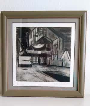 Piet Koenen - geometrisch werk in zeer lage oplagen, twee stuks, fraai ingelijst verkocht voor € 45!