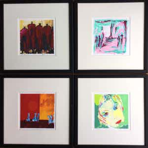 Marjolijn van Ginkel - Kruse-Kolk - Kristel - Tefsen | Lot van 4 ingelijste zeefdrukken verkocht voor € 49!