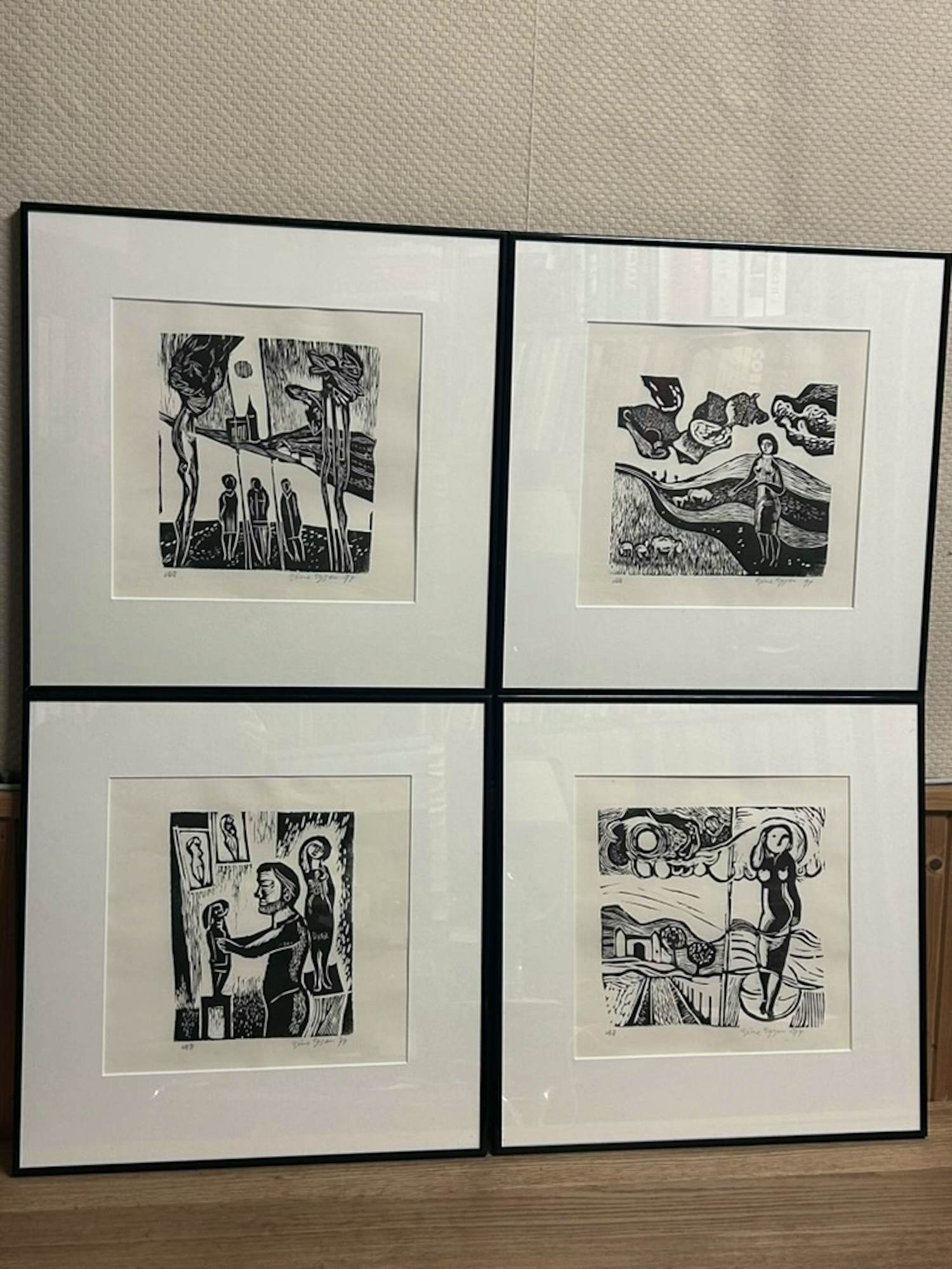 Gene Eggen - 4 houtsnedes uit 1974 kopen? Bied vanaf 99!