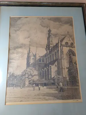 Hendrik Henrichs - Ets Grote Markt en st. Bavo kerk Haarlem kopen? Bied vanaf 30!