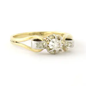 18k bicolour gouden ring met briljant en single cut geslepen diamant tot. 0.10ct kopen? Bied vanaf 230!