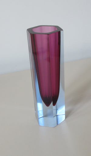 Flavio Poli - Zeshoekige Sommerso glazen vaasje - Vetri Seguso Murano kopen? Bied vanaf 1!