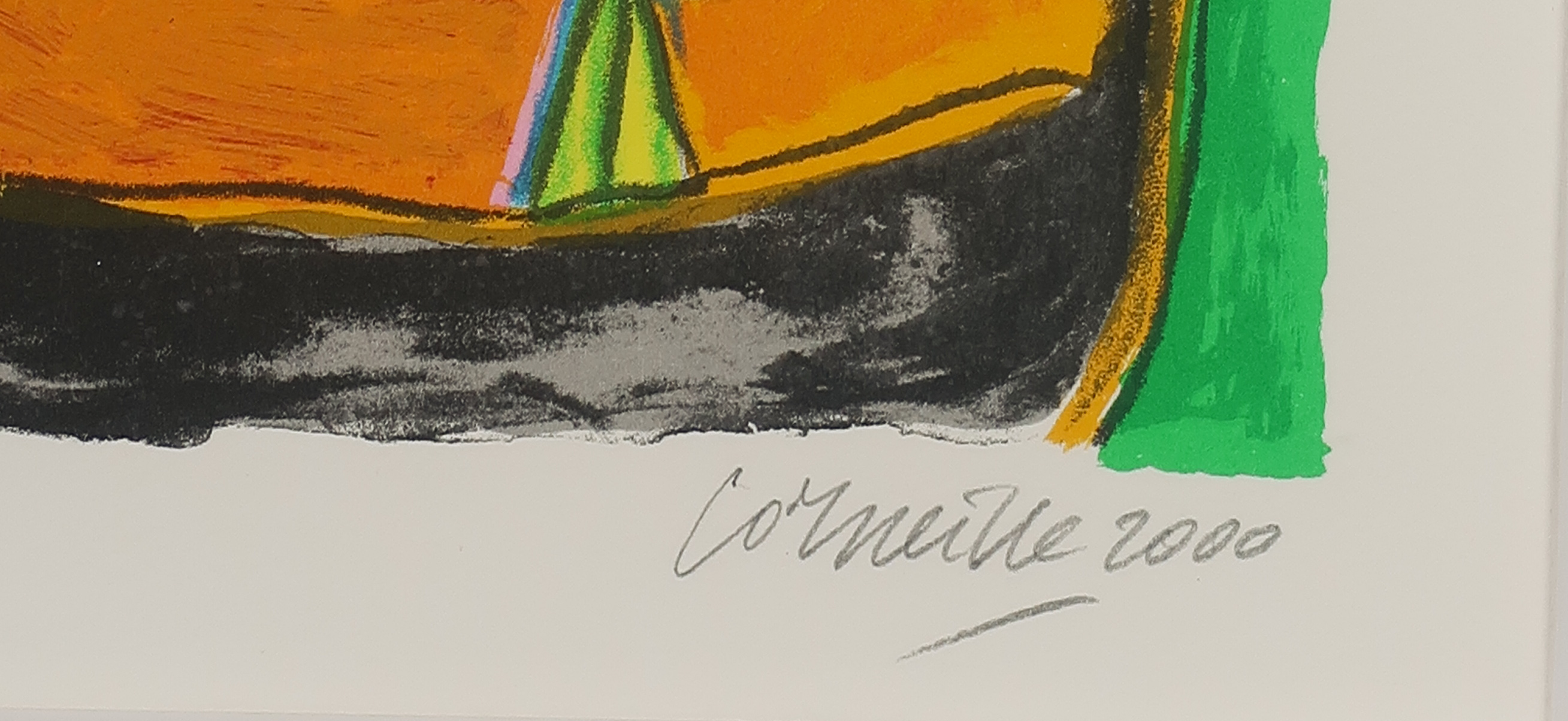 Corneille - Zeefdruk, Tete pensive, soleil rouge - Ingelijst kopen? Bied vanaf 150!