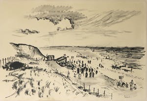 Henk van den Idsert - Aquarel, Strandgezicht - Ingelijst kopen? Bied vanaf 70!
