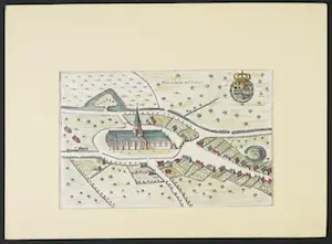 Joan Blaeu - Handgekleurde kopergravure, Ruyslede by Tielt, België (uit het Stedenboek, 1649) kopen? Bied vanaf 1!