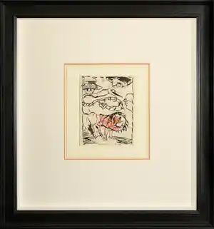 AcheterPierre Alechinsky - Tekening in Aquarel en Inkt op Antieke Factuur? Enchérissez de 8400!