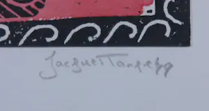 Jacques Tange - Lino op papier, Overvloedige Gedachten - Ingelijst kopen? Bied vanaf 1!