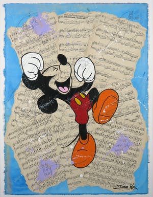 Don Ken - Acryl op collage van partituren, Mickey Mouse - Ingelijst kopen? Bied vanaf 1!