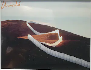 Christo - Twee gesigneerde kunstkaarten - Running Fence (Volz foto's) - Ingelijst kopen? Bied vanaf 125!