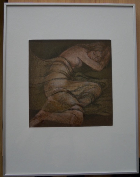 Godelieve Meulepas - Gesigneerd modern schilderij " VROUW ONDER VOILE " verkocht voor € 45!