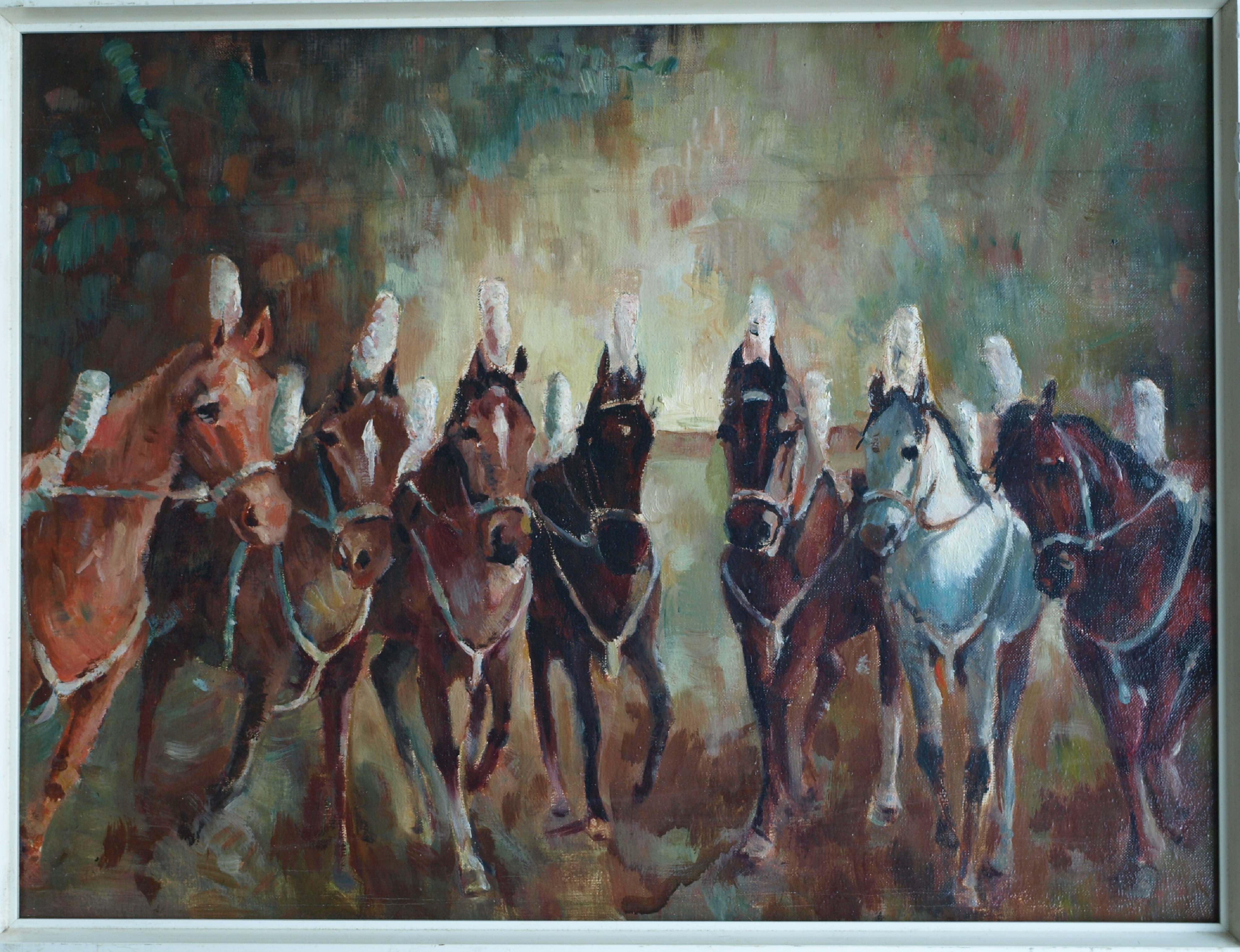 Jan Groenestein - Olieverf op doek , Circus paarden – ingelijst – ca 1960  kopen? Bied vanaf 125!
