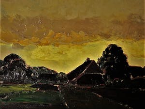 John ter Reehorst - Fascinerend en groot olieverf "Polderlandschap bij invallende avond" 1941 gesign kopen? Bied vanaf 1!