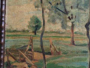 Jan Abraham Bakker - Olieverf op karton, Landschap – gesigneerd en ingelijst – 1932 kopen? Bied vanaf 25!