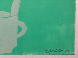 Klaas Gubbels - houtdruk met acryl ondergrond ‘ wit kopje’. kopen? Bied vanaf 275!