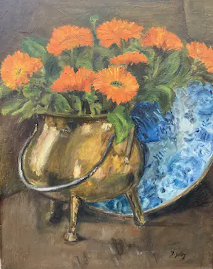 Joop Smits - Stilleven met oranje anjers kopen? Bied vanaf 39!