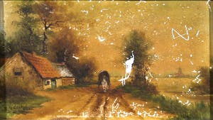 Niet of onleesbaar gesigneerd - Gouache op glas, Zonder titel - Ingelijst kopen? Bied vanaf 1!