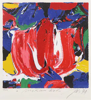 JAS - Zeefdruk, Mokum red - Ingelijst kopen? Bied vanaf 35!