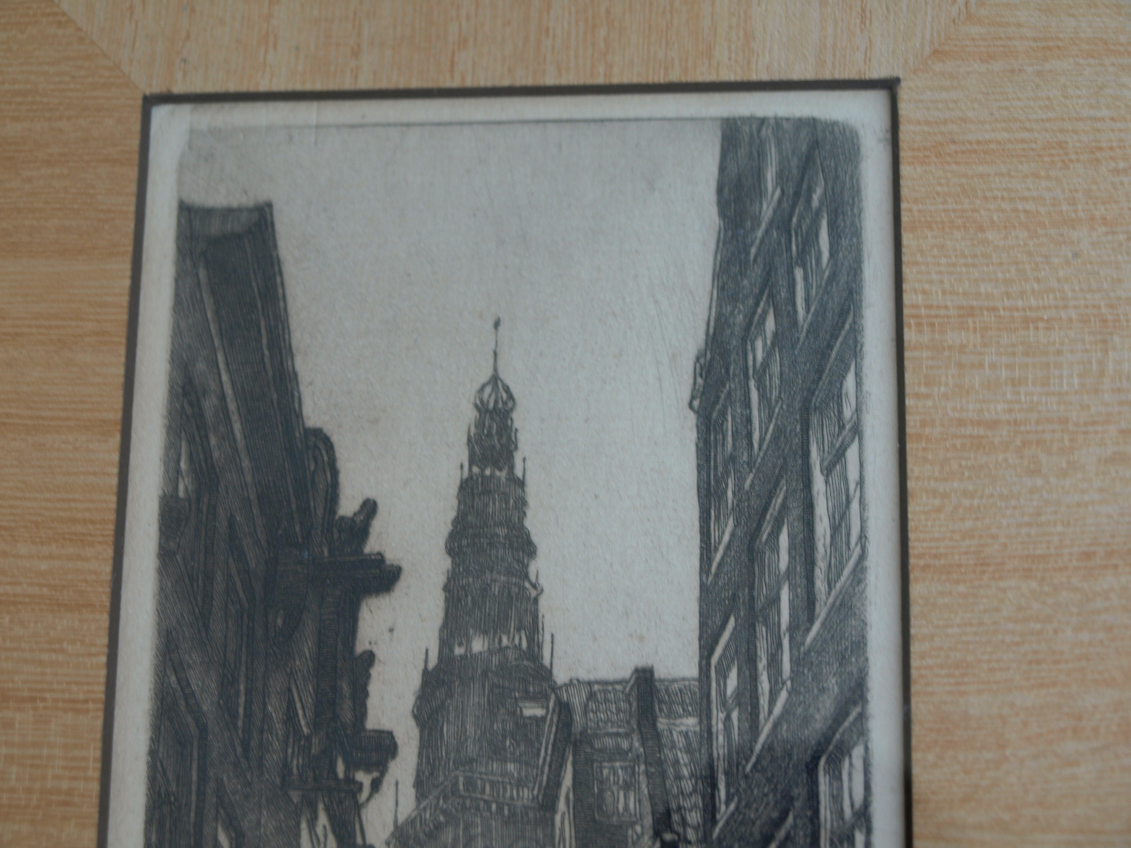 Johannes Josseaud - Ets , St Anna Dwarsstraat Amsterdam – gesigneerd & ingelijst – ca 1920 kopen? Bied vanaf 10!