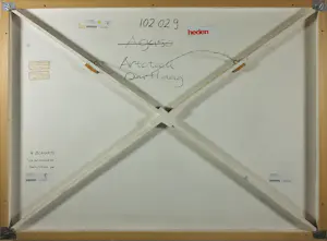 Hans Bogaarts - Olieverf op hardboard, Man met zwevende koe - Ingelijst kopen? Bied vanaf 150!