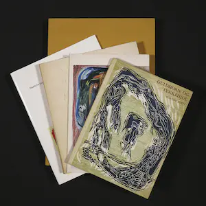AcheterAsger Jorn - Lot van vier boeken waaronder Guldhorn Og Lykkehjul 1957 opgedragen aan zoon Klaus? Enchérissez de 1!