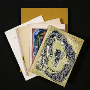 Asger Jorn - Lot van vier boeken waaronder Guldhorn Og Lykkehjul 1957 opgedragen aan zoon Klaus vendu pour 80€ !