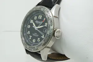 47 - Stalen Herenpolshorloge met zwart lederenband Ingersoll Automatic kopen? Bied vanaf 20!