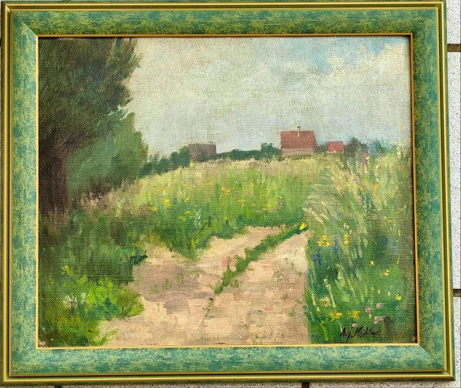 Buy August Köhler - Gehöft in schwäbischer Landschaft. Ölgemälde? Bid from 250!