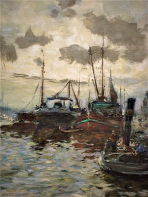 Hendrik Schaap - Delfts impressionist - 1908 - Gouache - "Bedrijvigheid in Haven" - gesigneerd kopen? Bied vanaf 10!