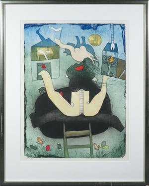 Michel van Overbeeke - Kleurenets met bladgoud, Different houses V - Ingelijst kopen? Bied vanaf 50!