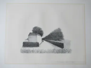 Metten Koornstra - Figuur langs bomenrij bij woning - Litho kopen? Bied vanaf 40!