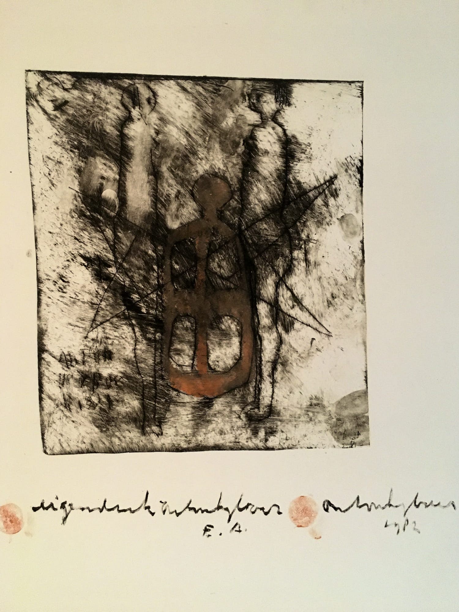 Anton Heyboer - Ets - geen lijst, wel op harde achtergrond kopen? Bied vanaf 75!