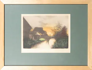 Marcel Augis (Ps.) - Ets en aquatint, Le Rinneau - Ingelijst kopen? Bied vanaf 1!