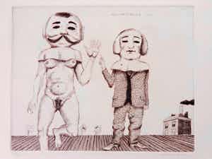 Herman Berserik - MASKERADE / ZW-W ETS / 49x65cm / SIG / 1972 verkocht voor € 30!