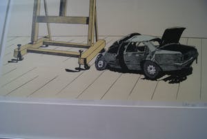 Hans Wap - afgeprijst : CAR CRASH - grote zeefdruk , mooi ingelijst kopen? Bied vanaf 65!