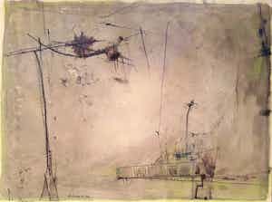 Wim de Haan - Abstracte compositie, gemengde techniek (mooi ingelijst, groot) verkocht voor € 995!