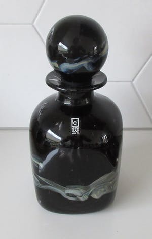 Mdina kunstglas - Vierkante zwarte studio glazen karaf met luster decoratie kopen? Bied vanaf 48!