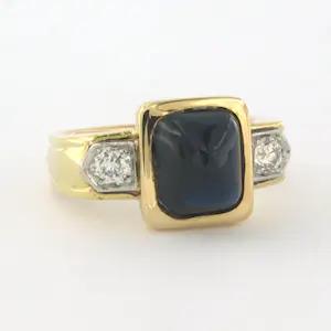 18kt bicolor gouden ring met saffier en bolsjewiek geslepen diamant 0.30ct-17.25 kopen? Bied vanaf 750!