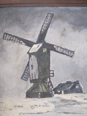Niet of onleesbaar gesigneerd - Stellingmolen in winterlandschap. kopen? Bied vanaf 1!