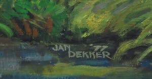 Jan Dekker - Olieverf op doek, Sloot in polder - Ingelijst kopen? Bied vanaf 1!