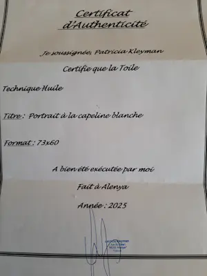 Patricia Kleyman - Acryl op doek. Titel, "Portrait à la capeline blanche". kopen? Bied vanaf 160!