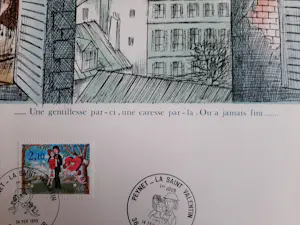 Raymond Peynet - Litho, titel, Une gennillesse par-ci, une caresse par-la on a jamaais fini kopen? Bied vanaf 45!