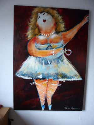 Theo Broeren - Acry verf op doek, geen titel. verkocht voor € 100!